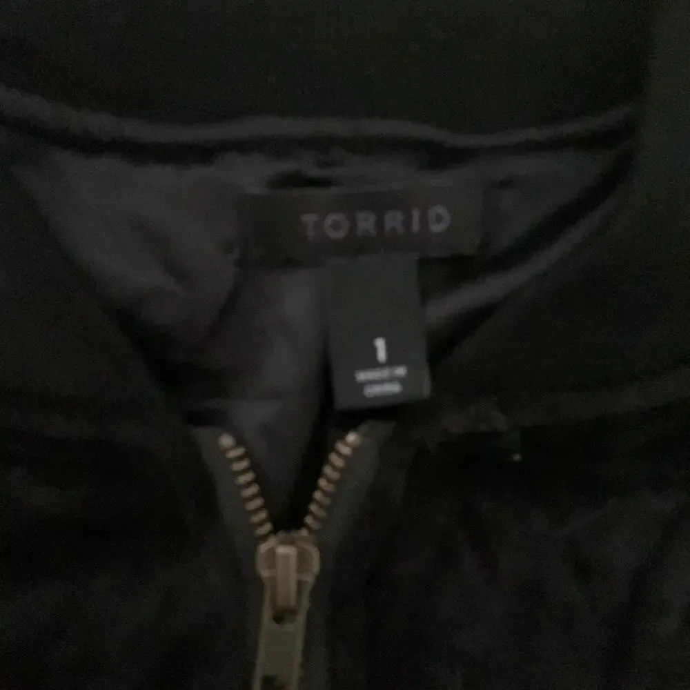Torrid size 1 black velour jacket embroidery was cute coat lightweight track flr